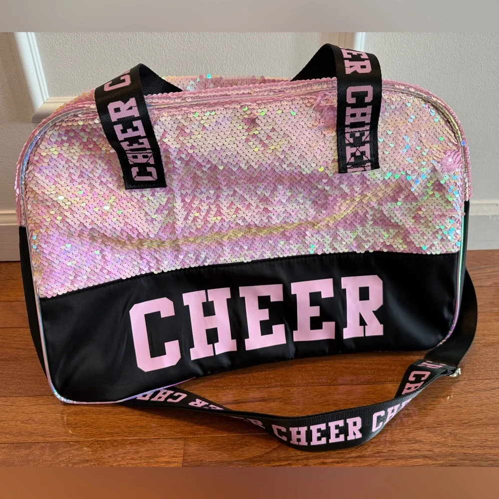 Pink Sequin 'CHEER' Tote Bag